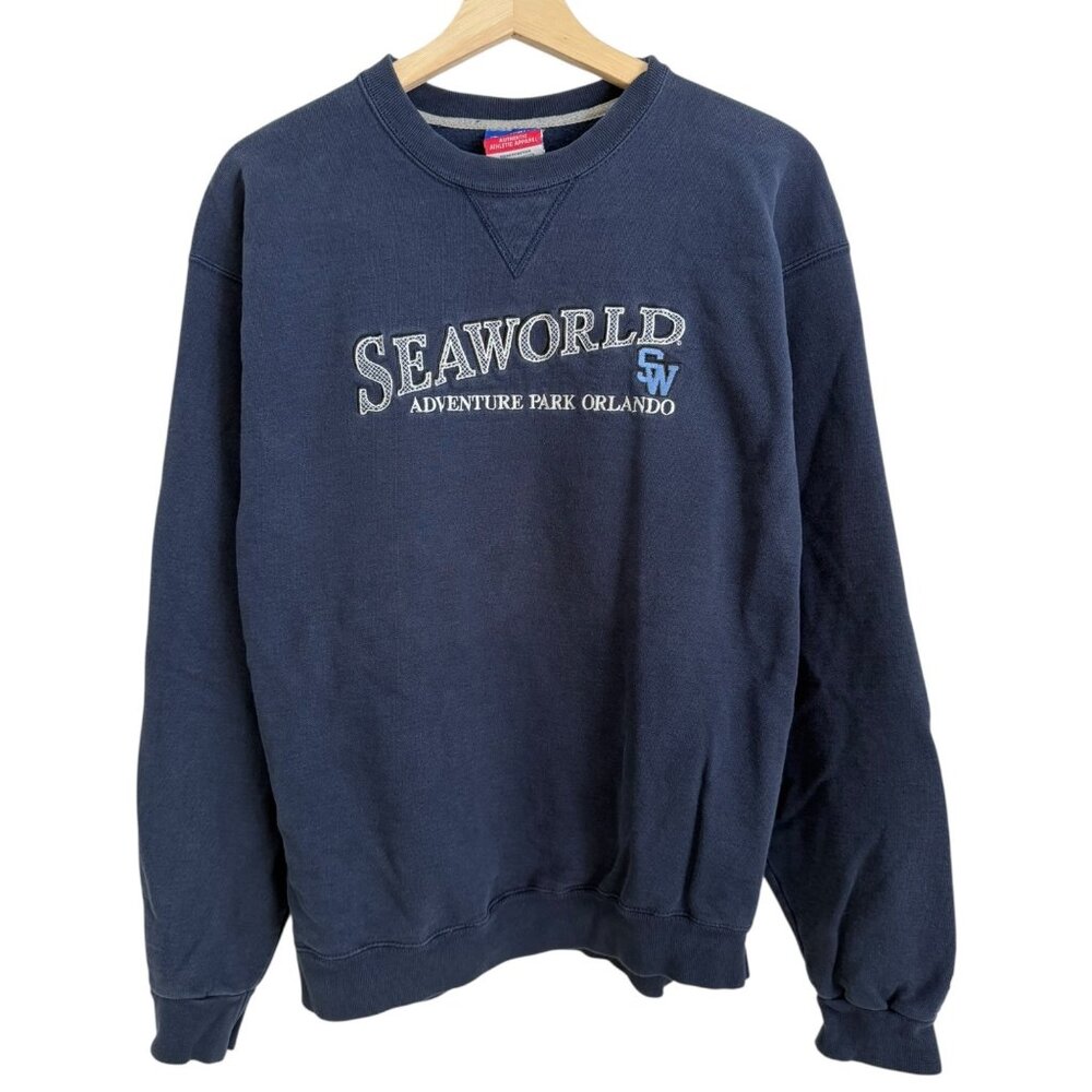 Vintage Champion Seaworld Orlando Crewneck Sweatshirt Navy Size Large